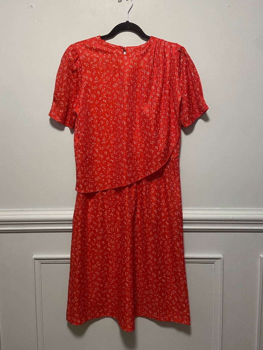 Vintage Red Floral Midi Dress